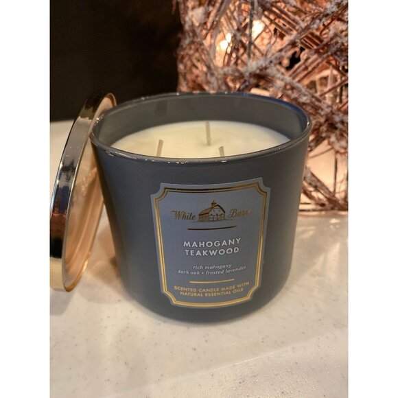 Bath & Body Works “Mahogany Teakwood” New 3 Wick Candle - Picture 1 of 5